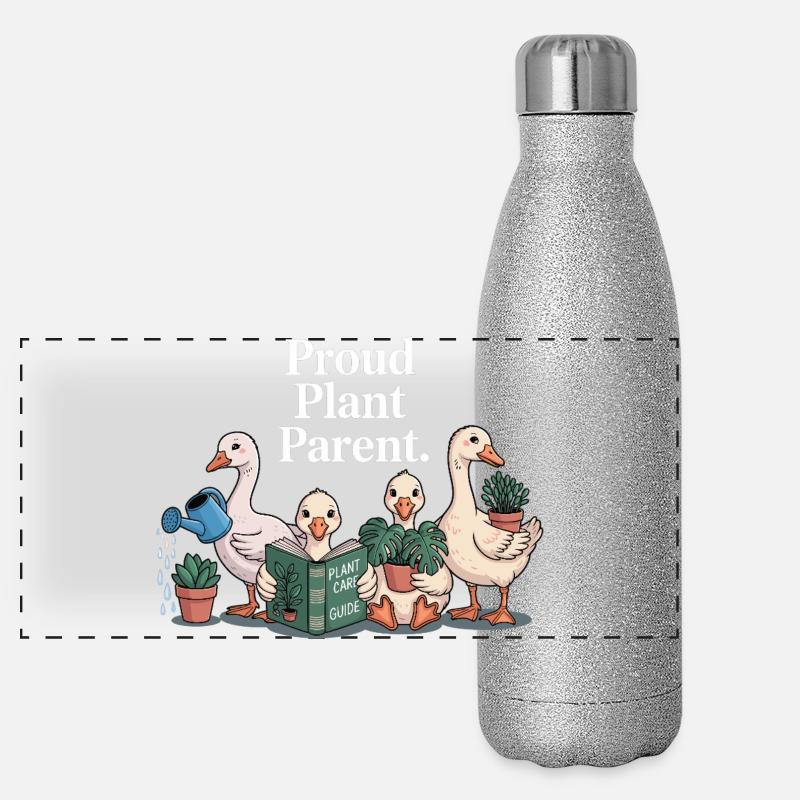 Pflanzen Shirt Gänse Garten Geschenk Idee - Panorama Glitzer Isolierflasche 500 ml - Silber Glitzer