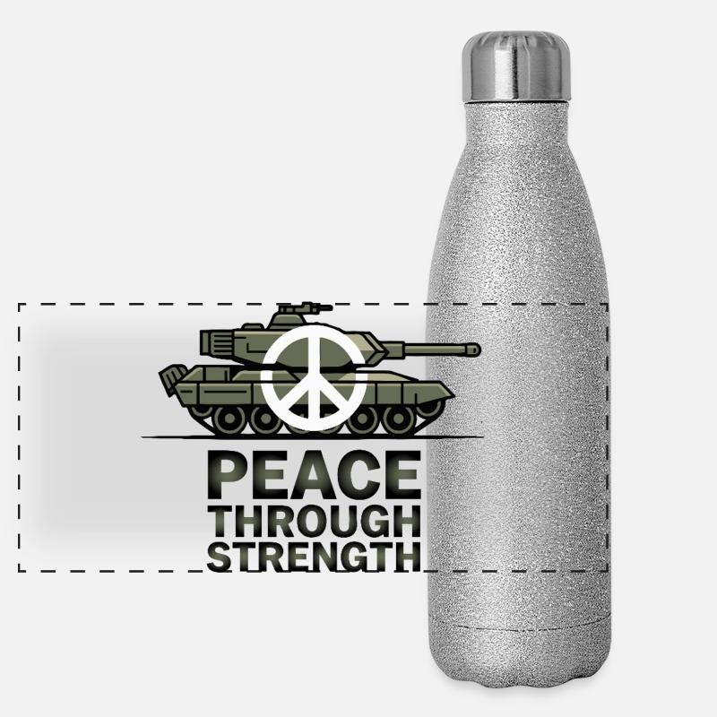 Peace-Over Tanks-Emblem Panorama Glitzer Isolierflasche 500 ml