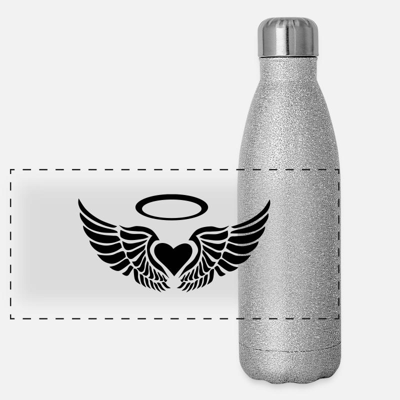 angel wings with heart Panoramic Glitter Thermal Bottle 500 ml