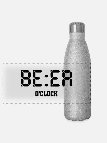 Bierzeit - Panorama Glitzer Isolierflasche 500 ml - Silber Glitzer - Vorne
