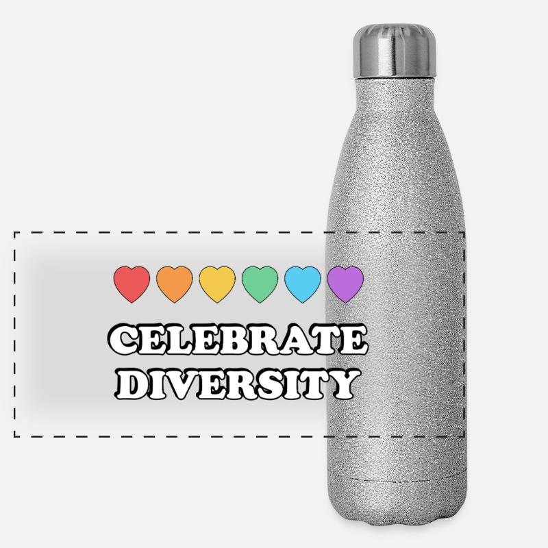 Feiern Sie die Vielfalt Rainbow Hearts Panorama Glitzer Isolierflasche 500 ml