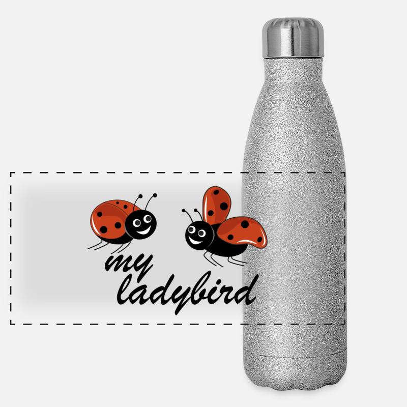 Marienkäfer mit meinem Text Marienkäfer Panorama Glitzer Isolierflasche 500 ml