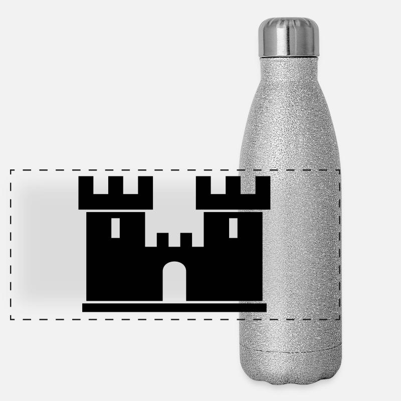 Château silhouette dessin idée de cadeau Moyen Âge Gourde isotherme panoramique pailletée 500 ml