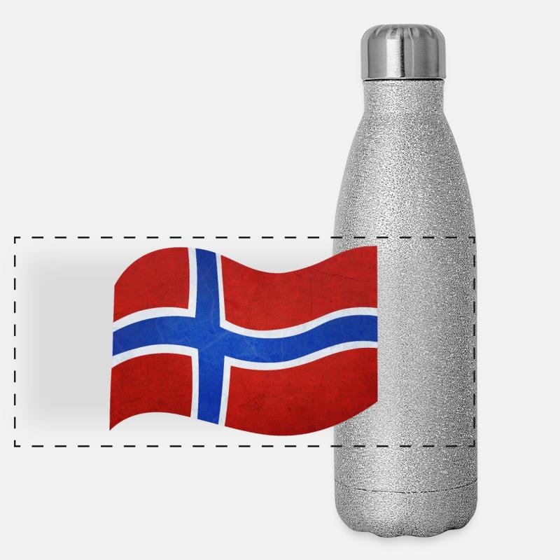 Drapeau de la Norvège Gourde isotherme panoramique pailletée 500 ml
