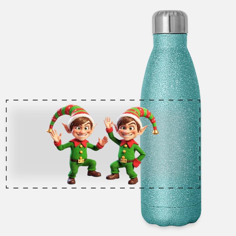 Double Elves in Winter Magic Panoramic Glitter Thermal Bottle 500 ml