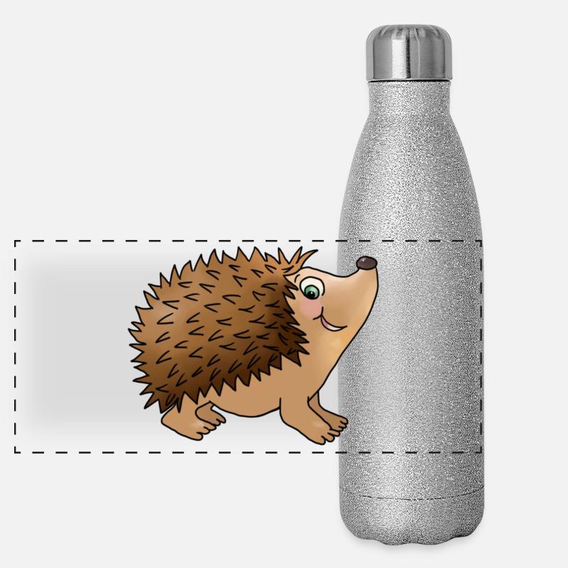 Freundlicher Igel - Panorama Glitzer Isolierflasche 500 ml - Silber Glitzer