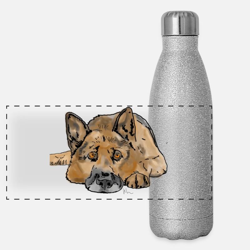 German. Shepherd dog Panoramic Glitter Thermal Bottle 500 ml