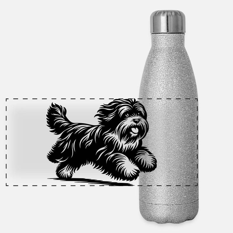 Terrier tibétain Gourde isotherme panoramique pailletée 500 ml