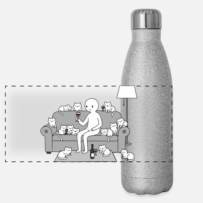 Les chats et le vin Gourde isotherme panoramique pailletée 500 ml