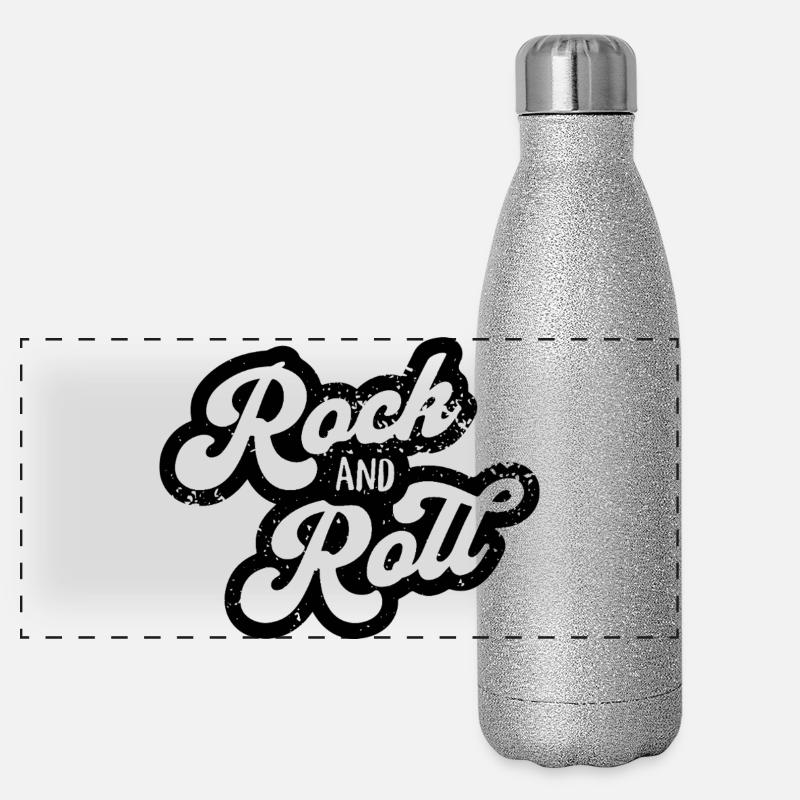 Rock and Roll Typography Design Panoramic Glitter Thermal Bottle 500 ml