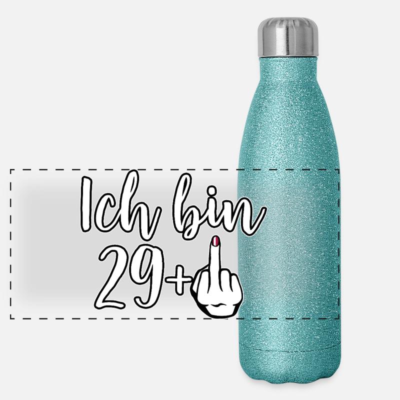 Ich bin 29+ Freigeist Mittelfinger 30. Geburtstag Panorama Glitzer Isolierflasche 500 ml