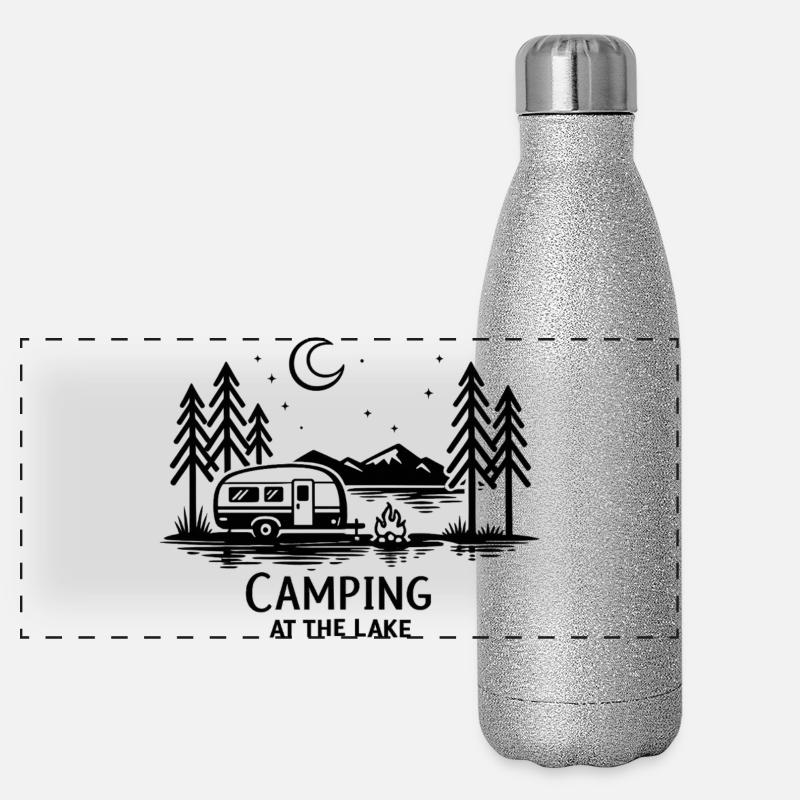 Moonlit Night Camping in the Forest Panoramic Glitter Thermal Bottle 500 ml