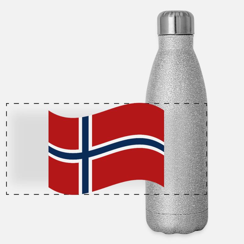 Drapeau norvégien Gourde isotherme panoramique pailletée 500 ml