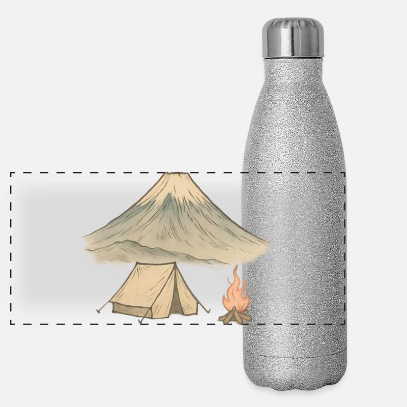 Camping volcanique aquarelle Gourde isotherme panoramique pailletée 500 ml