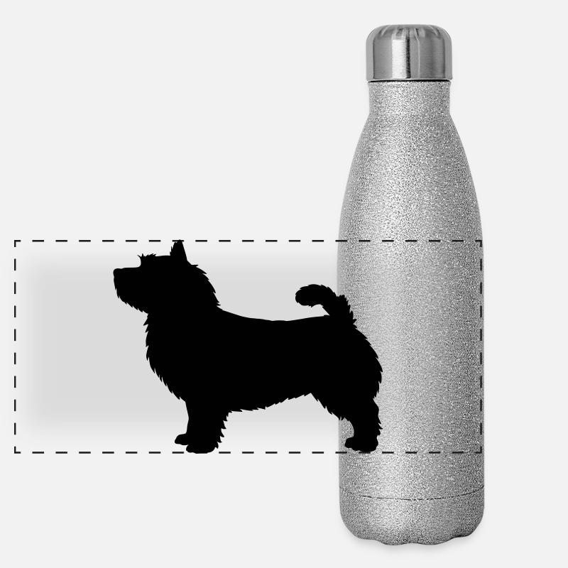 Silhouette des Norwich Terrier - Panorama Glitzer Isolierflasche 500 ml - Silber Glitzer