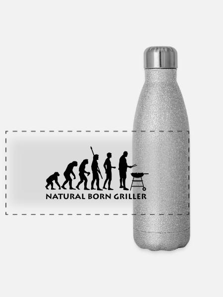 natural_born_griller_1c - Gourde isotherme panoramique pailletée 500 ml - paillettes argentées - Devant