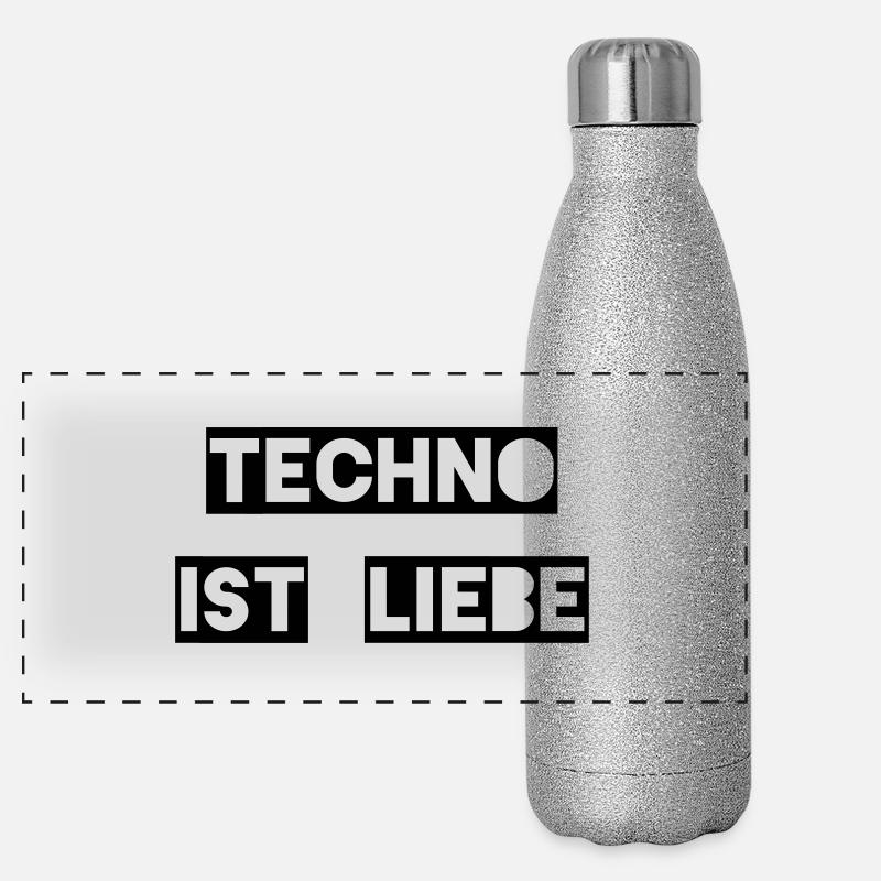 Techno ist Liebe Panorama Glitzer Isolierflasche 500 ml