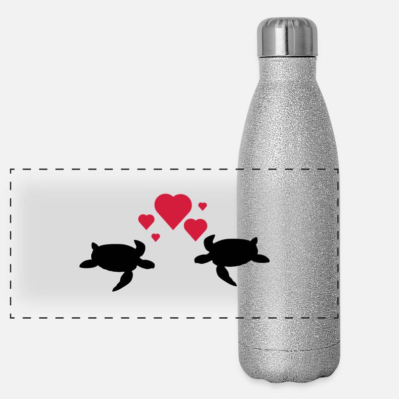 Schildkröten Paar Panorama Glitzer Isolierflasche 500 ml