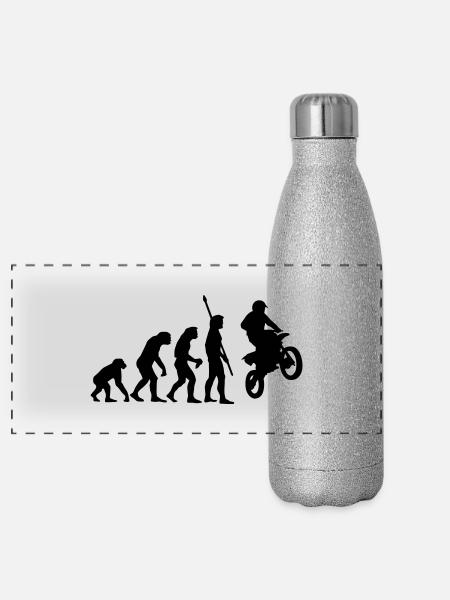 evolution_motorbike_stunt_a_1c - Panorama Glitzer Isolierflasche 500 ml - Silber Glitzer - Vorne