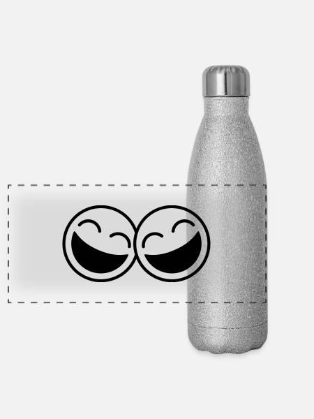 Laughing Smileys - Panoramic Glitter Thermal Bottle 500 ml - silver glitter - Front