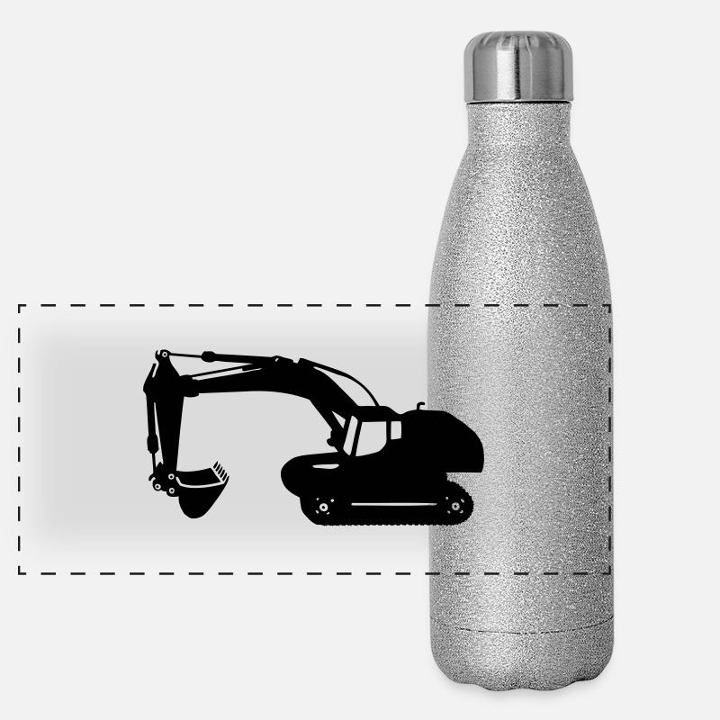 digger backhoe excavator machine Panoramic Glitter Thermal Bottle 500 ml
