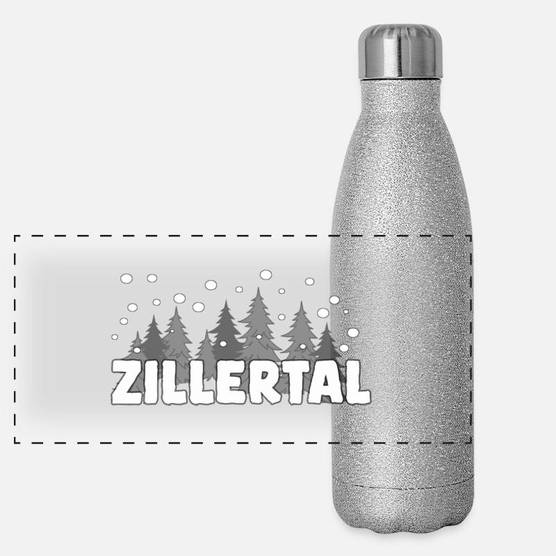 Zillertal Alpine Winter Ski Panorama Glitzer Isolierflasche 500 ml