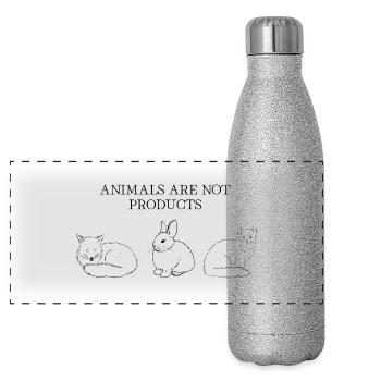 Les animaux ne sont pas des produits – Protéger les animaux de la forêt - Gourde isotherme panoramique pailletée 500 ml - paillettes argentées - Devant