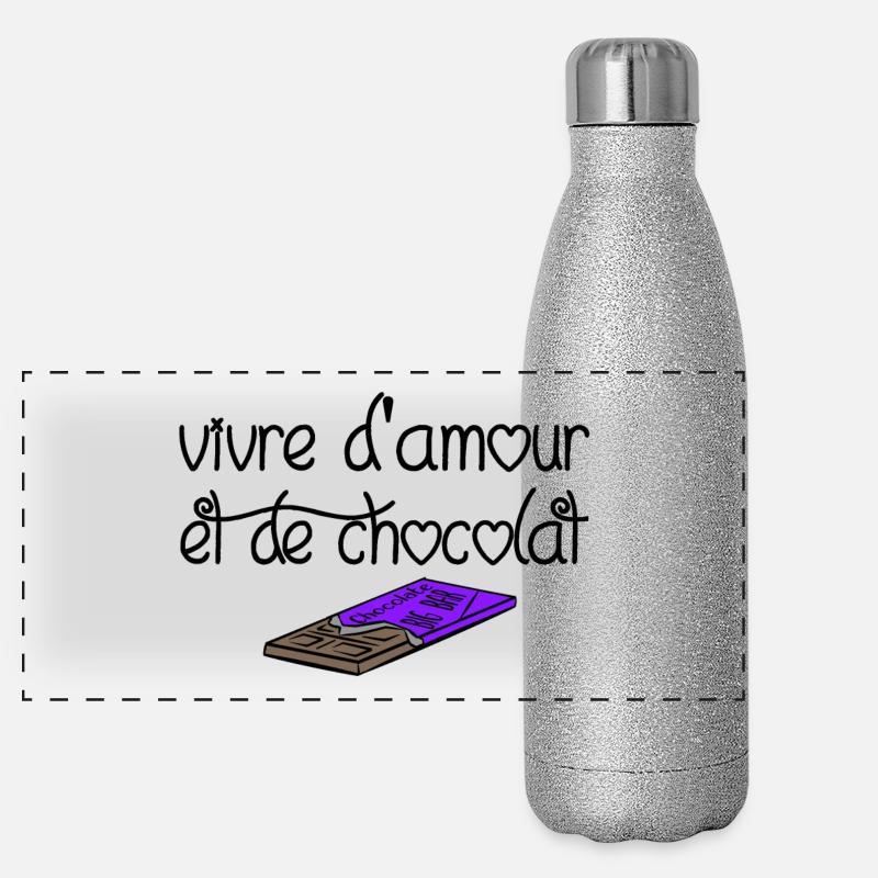 vivre d amour et de chocolat Gourde isotherme panoramique pailletée 500 ml