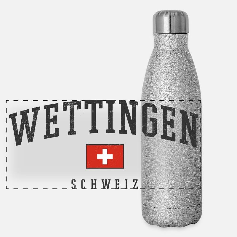 Wettingen – Schweizer Identität aus dem Aargau Panorama Glitzer Isolierflasche 500 ml