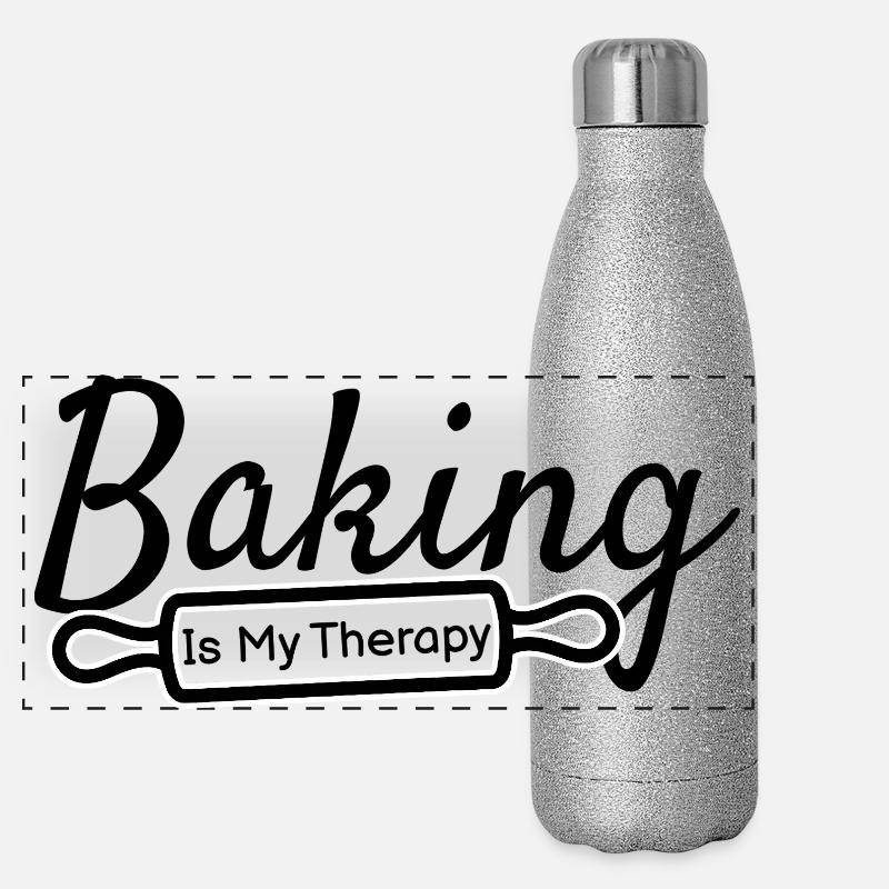 Baking Is My Therapy – Backen Spruch Panorama Glitzer Isolierflasche 500 ml