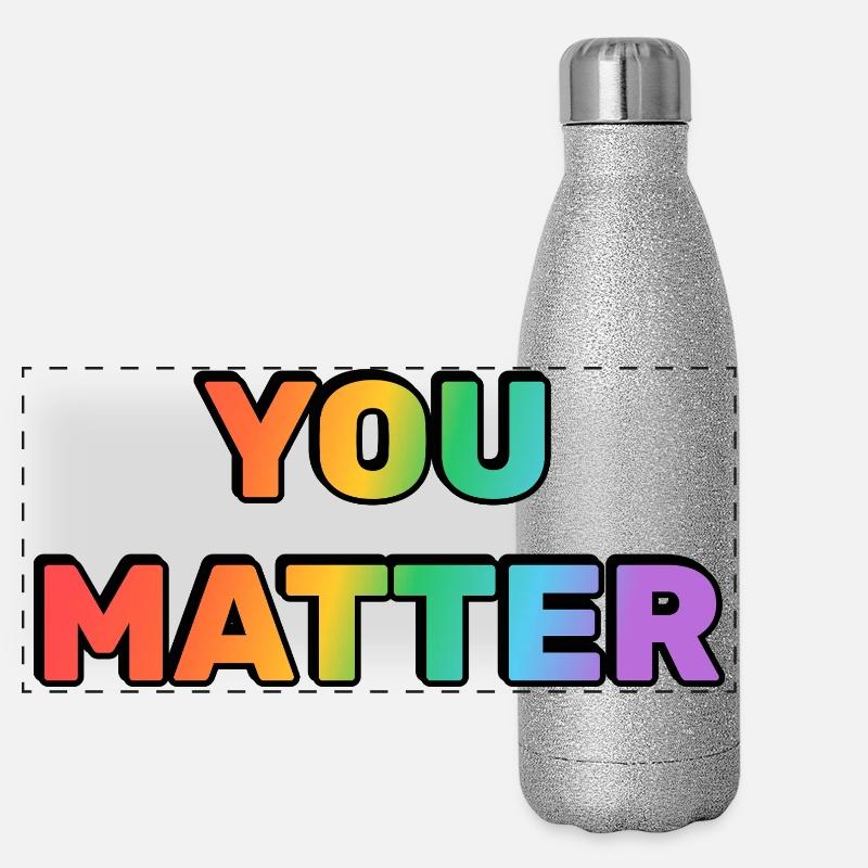You Matter Rainbow Gradient Text Panoramic Glitter Thermal Bottle 500 ml