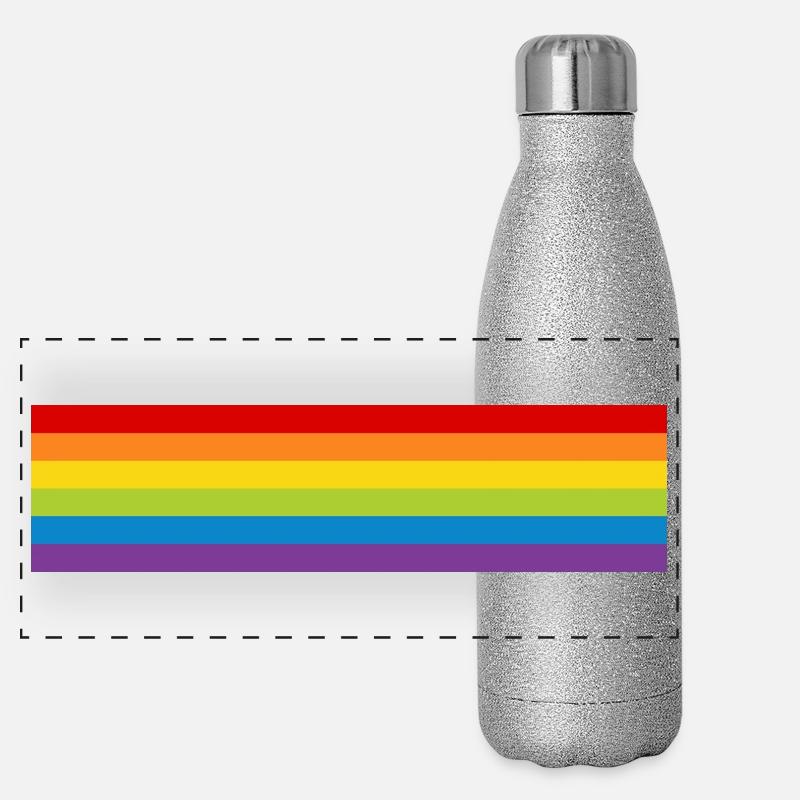 LGBT Pride Flag CSD Rainbow Flag Pride Month - Panoramic Glitter Thermal Bottle 500 ml - silver glitter