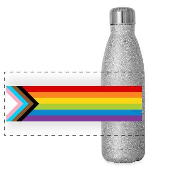 LGBTQ+ Pride Flag New Rainbow Progress Flag - Panoramic Glitter Thermal Bottle 500 ml - silver glitter - Front