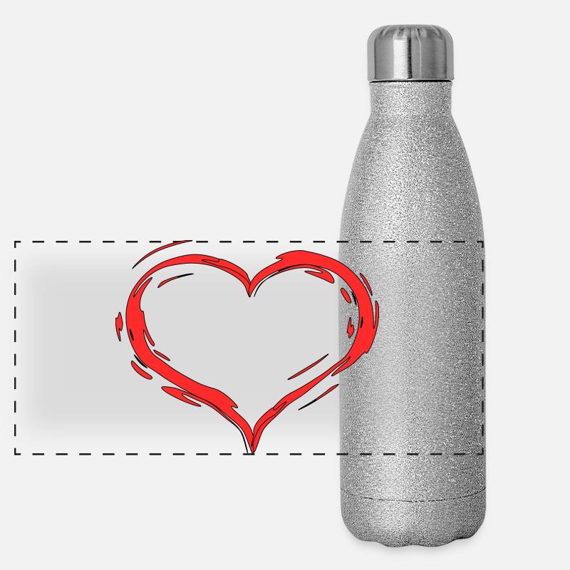 Herz Panorama Glitzer Isolierflasche 500 ml