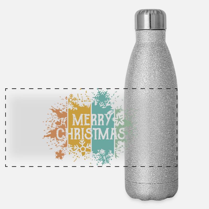 rétro Joyeux Noël Flocon de Neige Cristal de Glace Gourde isotherme panoramique pailletée 500 ml
