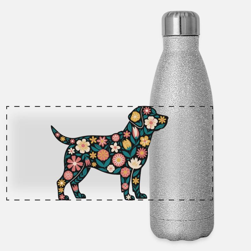 Blumenhund Silhouette Panorama Glitzer Isolierflasche 500 ml