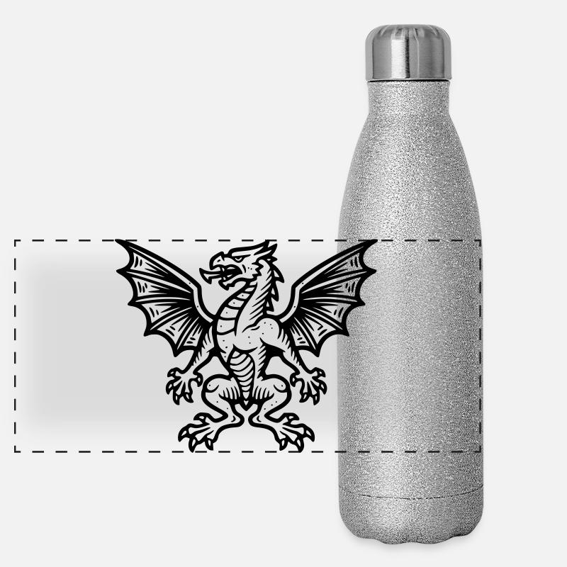mittelalter-wappen-drache-heraldik-symbol_2 Panorama Glitzer Isolierflasche 500 ml