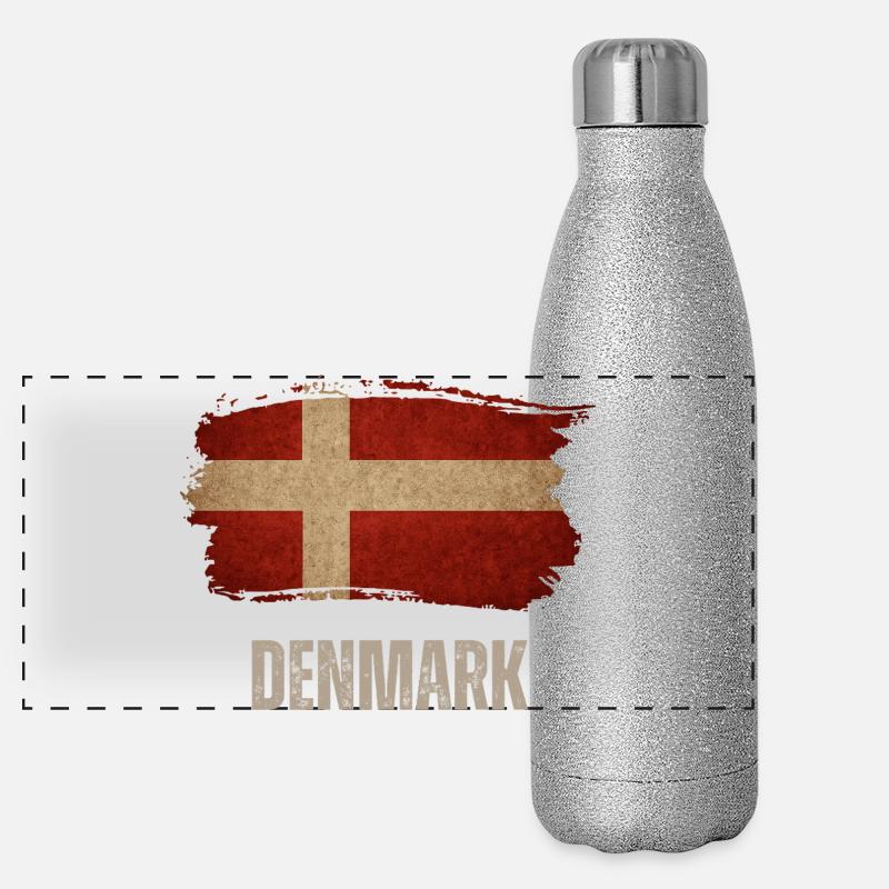 Vintage Danemark, drapeau du Danemark Gourde isotherme panoramique pailletée 500 ml