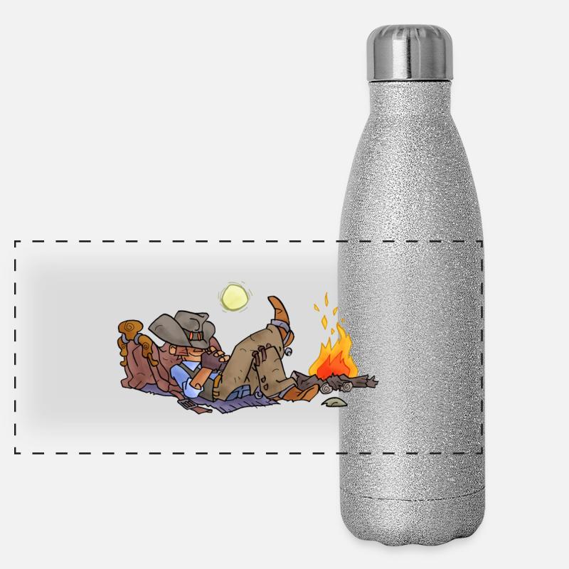 Cowboys - hält ein Nickerchen Panorama Glitzer Isolierflasche 500 ml