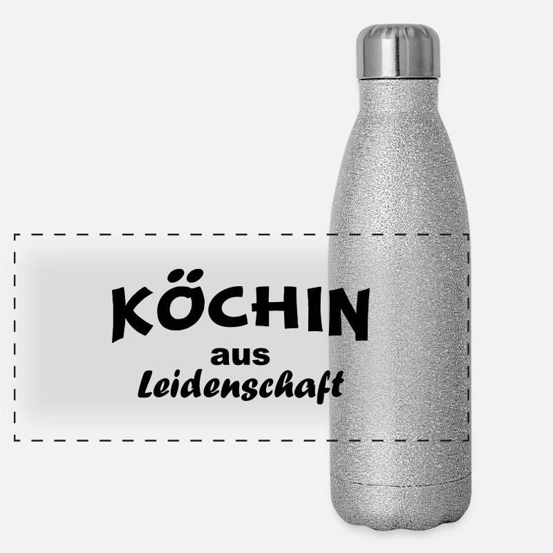Köchin aus Leidenschaft Panorama Glitzer Isolierflasche 500 ml