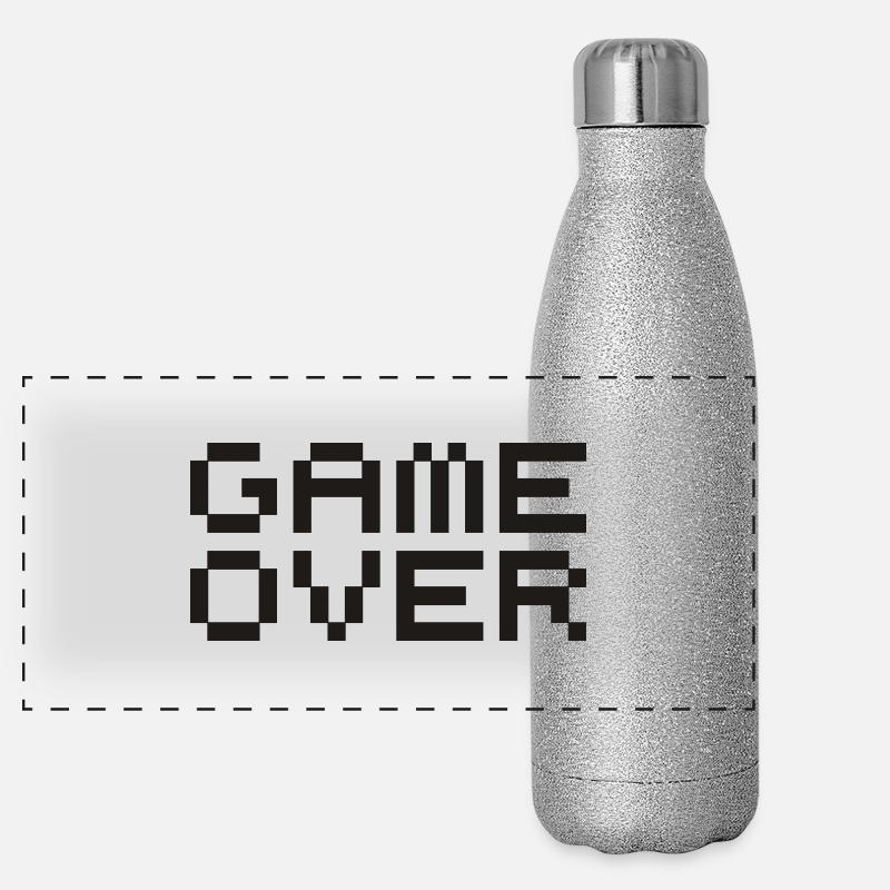 Game over / game over pixels Panorama Glitzer Isolierflasche 500 ml