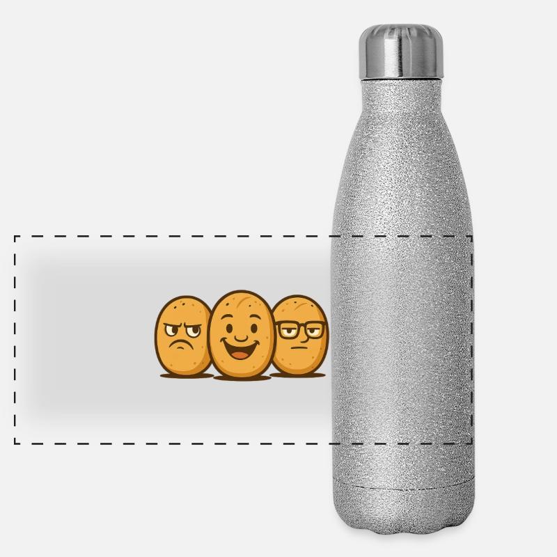 Brötchenbande – Des visages de pain cool dans un style rétro Gourde isotherme panoramique pailletée 500 ml