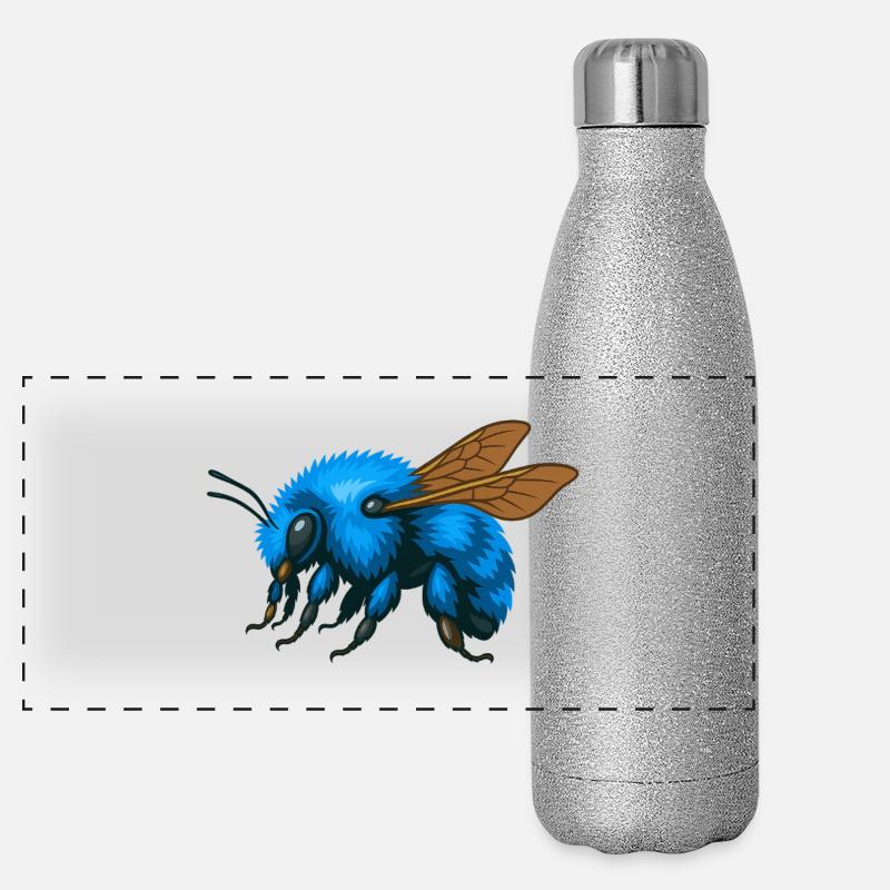 Blue bumblebee left Panoramic Glitter Thermal Bottle 500 ml