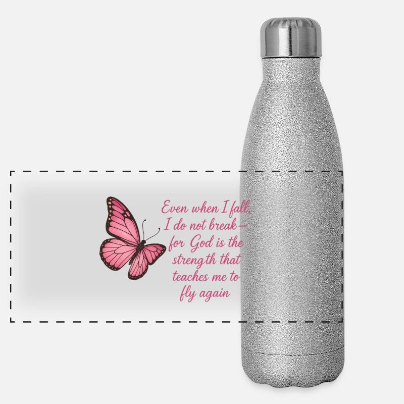 Inspiration papillon foi citation design Gourde isotherme panoramique pailletée 500 ml