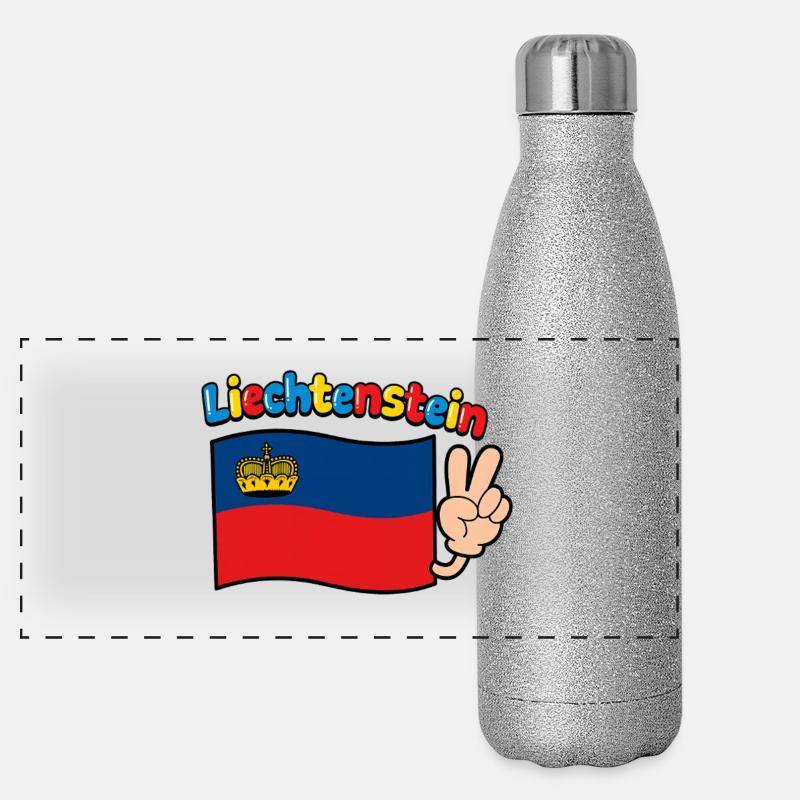 Drapeau du Liechtenstein Gourde isotherme panoramique pailletée 500 ml