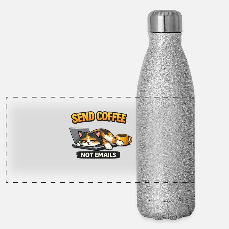 Schreib Kaffee nicht per E-Mail Katze – lustiges Arbeitsshirt Panorama Glitzer Isolierflasche 500 ml
