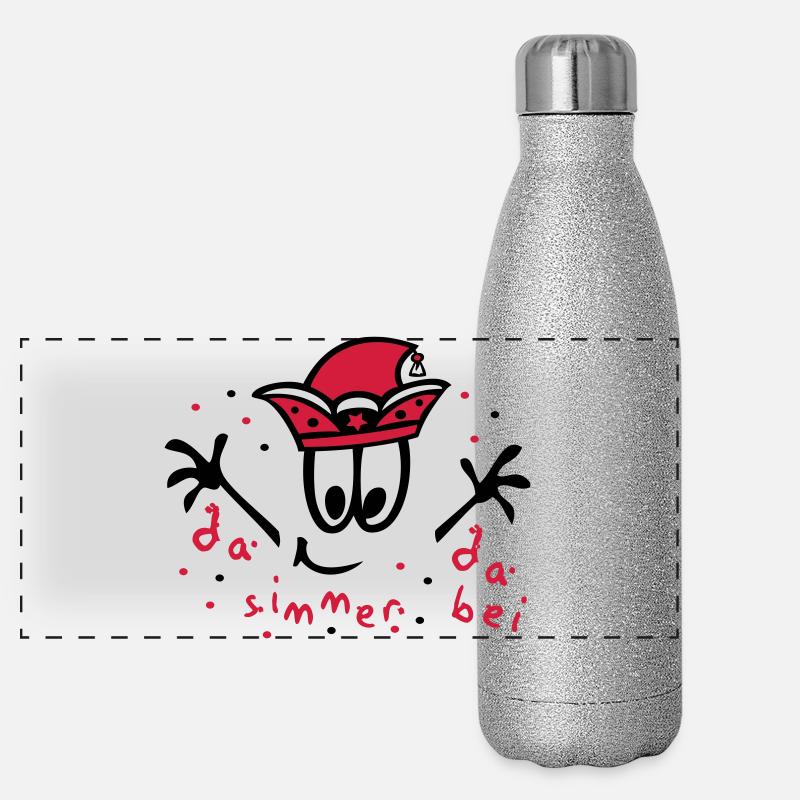 Fasching mit Konfetti, Karneval Panorama Glitzer Isolierflasche 500 ml
