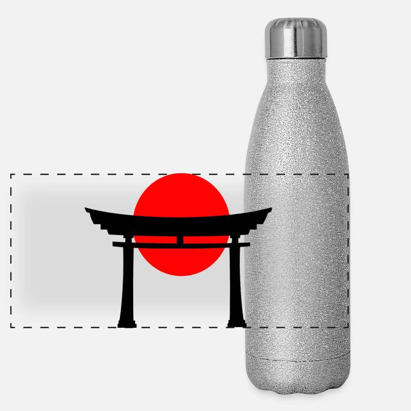 Torii vor der japanischen Sonne Panorama Glitzer Isolierflasche 500 ml