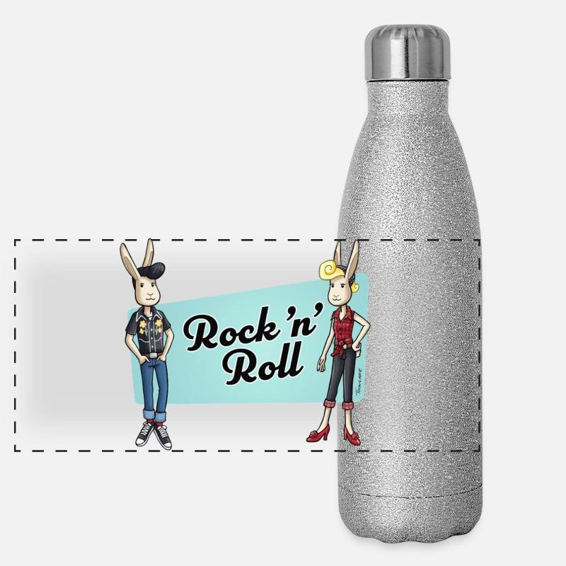 Rock 'n' Roll Rabbits Panorama Glitzer Isolierflasche 500 ml