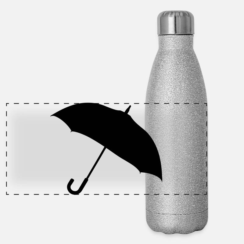 Silhouette de parapluie classique - Gourde isotherme panoramique pailletée 500 ml - paillettes argentées